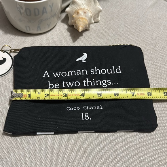 Free With $25 Purchase-ZipTop Pouch-Cute Coco Chanel Quote-Cotton Exterior-EUC - Picture 5 of 10